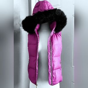 Juicy Couture Down Vest Fuchsia Purple Gold Zip